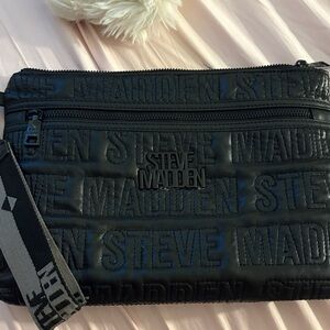 Steve Madden Embossed Black Belt Bag